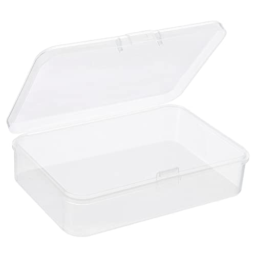 Image of PATIKIL Clear Storage Container with Hinged Lid 95x65x25mm, 4 Pack Plastic Rectangular Box for Beads Art Craft
