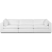 Poly & BARK Vari 3-Seat Modular Sofa in Cotton White Spacious Cloud-Inspired Seating with Deep Cushions and Modular Flexibility for Modern Living Rooms, Apartments and Open Spaces