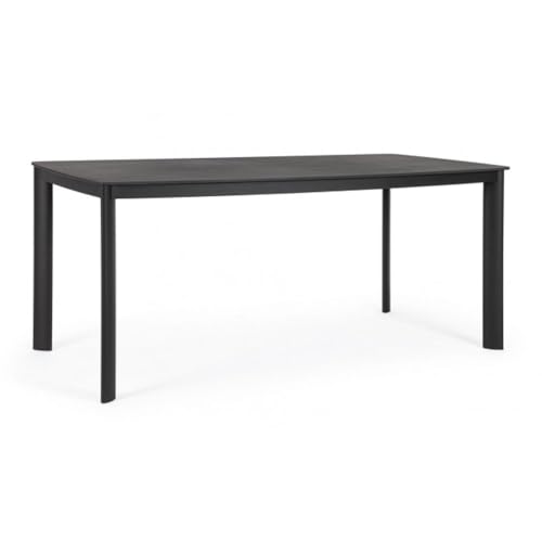 KONTE.DESIGN Mesa fija ALCORA de piedra natural y estructura de aluminio antracita 180x90 cm