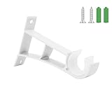 Heavy Duty Single Metal Curtain Rod Support Bracket with Screws Hardware(White)