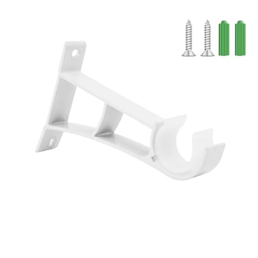 Heavy Duty Single Metal Curtain Rod Support Bracket with Screws Hardware(White)