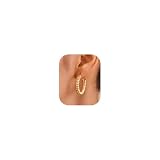 PRTGL Pendientes de Aro Gruesos – Pendientes Abiertos para Mujer Chapados en Oro de 14K, Estilo Moderno y Elegante (Resorte Dorado)