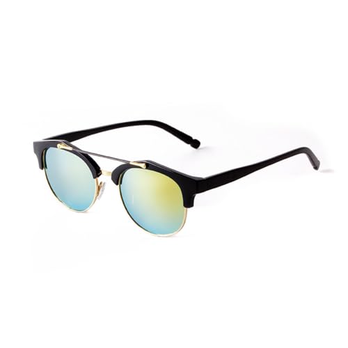 Lunettes de soleil rondes LVTFCO à protection UV400 intégrale et verres miroirs