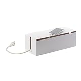 Yamazaki Home Cable Management Box – Cord Organizer Box with Lid, Minimalist Cable Storage for Office, ABS Plastic