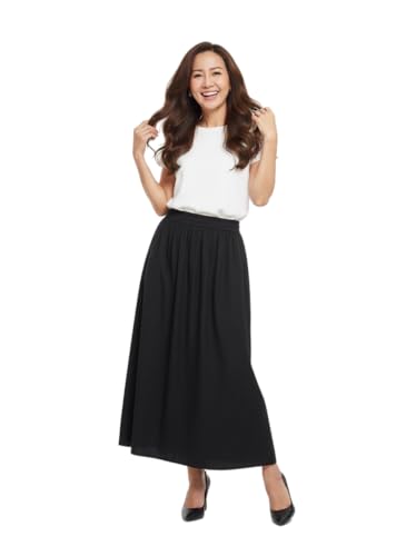 Faldas Viscosa Unicolor, Estampado Floral Falda con Cintura Elástica Falda Larga Mujer Verano Fabricado en España (FR/ES, Letras, XL, Regular, Regular, Negro)