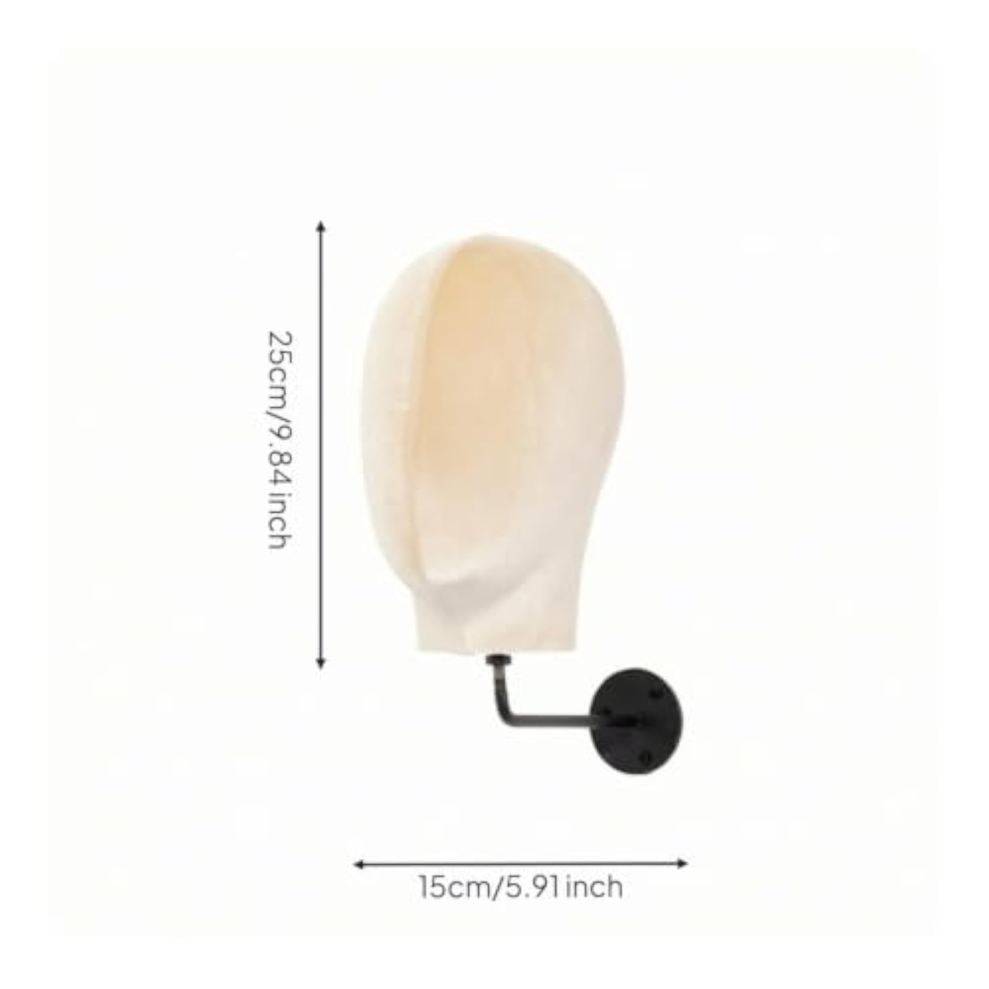 Textile-Covered Wall-Mounted Head Display for Hairpieces