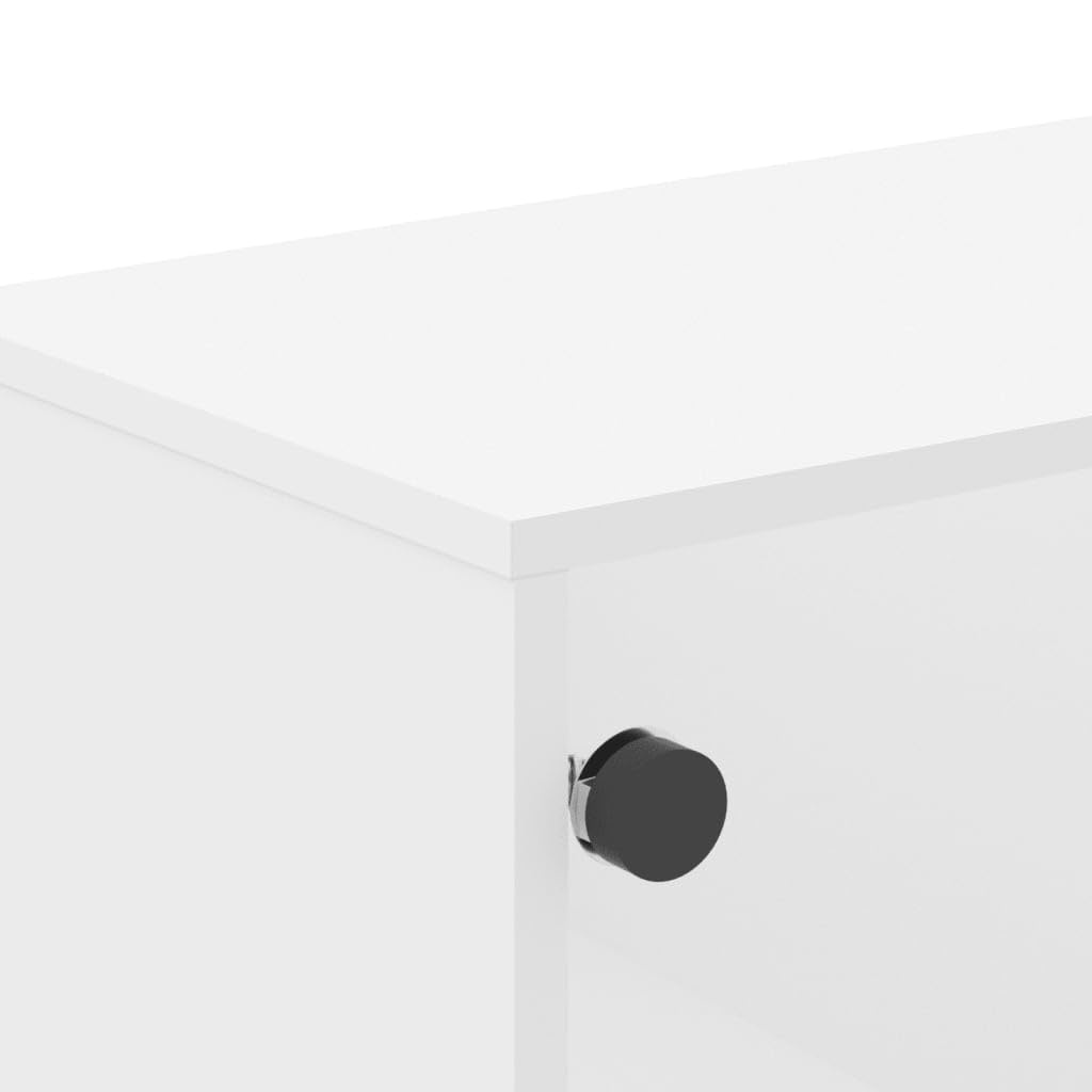 Homgoday Tavolino da caffè con ante in vetro, bianco, 68,5 x 50 x 50 cm, tavolino da tè per soggiorno, sala d'accoglienza degli ospiti, camera da letto e mobili da ufficio