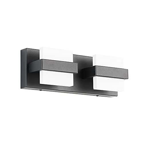Image of SOLFART 2 Lights Black Bathroom Vanity Lights Over Mirror 12.6 Inch Modern LED Black Bathroom Lighting Fixtures Vanity Light 12.6 Inch White Light Non Dimmable