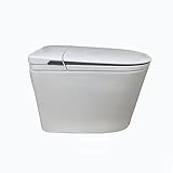 MEJE #Q2Q - Inodoro básico de función inteligente con asiento calefactado integrado, inodoro alargado sin tanque con descarga automática, descarga de sensor de pie, temperatura del asiento ajustable