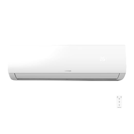 Cecotec Aire Acondicionado Split AirClima 12000 Smartfresh. 12000 BTU, Motor DC, Bomba de calor, Mando a distancia, Pantalla LED, Sistema Inverter, 5 Modos, 8 Velocidades, Cobertura 22 m2