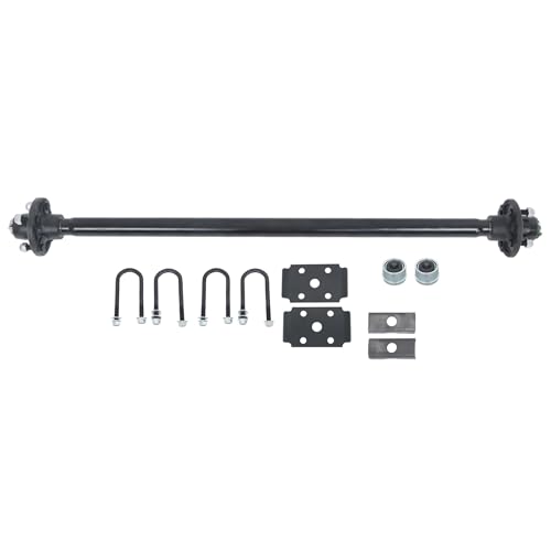 Thomletha Trailer Axle 2000 lbs Axle Beam 4 Lug Trailer Axle 44 inch Hub Face