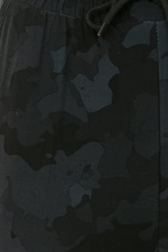 Leggings Depot Women's Cropped Jogger Track Cuff Sweatpants W/Pockets-S812, Capri-Gray Camouflage, Large #TOP6