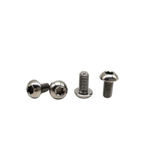 Image of RISON Titanium Bolts M5x10mm Titanium Button Torx Head Bolt Screw M5 Bolts Bicycle Disc Brake Universal Silver Star Round Head Ti Bolt for MTB and Bicycle Motorcycle Pack of 6