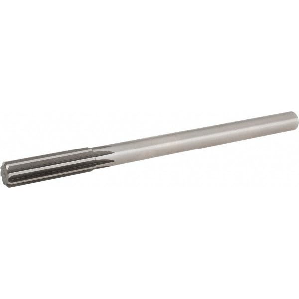 Hertel Chucking Reamer, RH Cut, 0.7510" Diameter, HSS, Straight-Cylindrical Shank, 9-1/2" OAL, 2-1/2" Flute Length, 8 Flute
