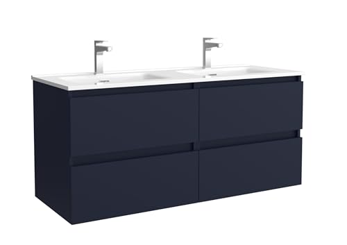 Salgar Mueble de baño Bequia 160cm + Lavabo MineralSolid | Azul Mate|160x45x56