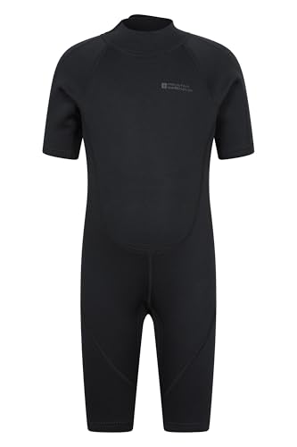 Mountain Warehouse Kids Shorty Wetsuit - 2.5mm Thickness Flat Seams Easy Glide Zip Childrens Swimwear Neoprene Adjustable Neck Closure - Spring Summer Black (Kids) Teen Size 13 Years