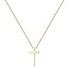Mezrkuwr Collier en acier inoxydable plaqué or 18 carats avec pendentif en forme de croix - Chaîne de 47 cm - Avec boîte cadeau, L, Or Edelstahl Doré #3