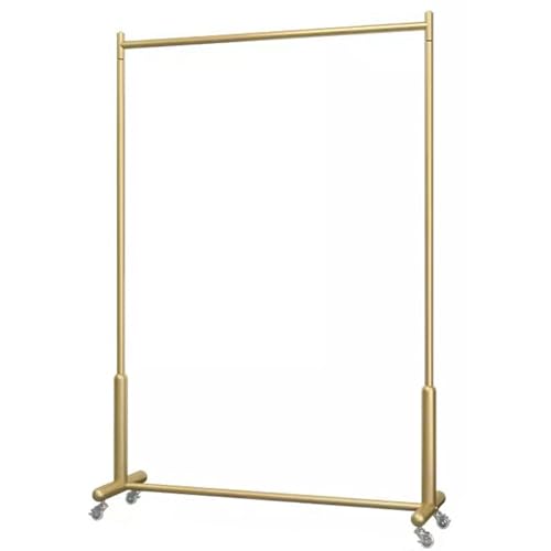 Percheros burro Perchero Moderno De Metal Con Ruedas, Estante De Ropa Resistente Comercial Para Colgar Ropa, Barra Para Ropa De Gran Capacidad Para Dormitorios Y Boutiques, Oro(Size:150X40X150CM)