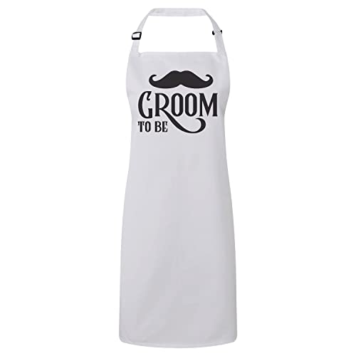 Tablier cuisine blanc élégant au design premium Groom To Be pour réception