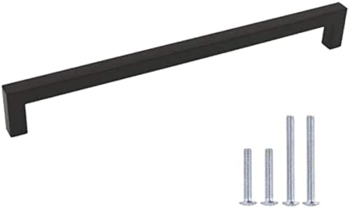 LONTAN Poignée de Meuble Cuisine Noir - Poignée de Porte Intérieur Inox - Entraxe 320mm