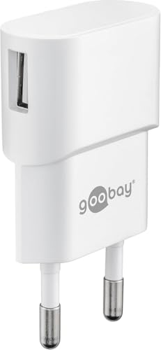 goobay USB Netzteil 5W 1A, USB-A Ladeadapter f&uuml;r Steckdose, kompakter Steckdosenadapter / Netzstecker f&uuml;r USB Ladekabel, f&uuml;r kleine Ger&auml;te wie Smartphone & Kopfh&ouml;rer, Wei&szlig; 44948
