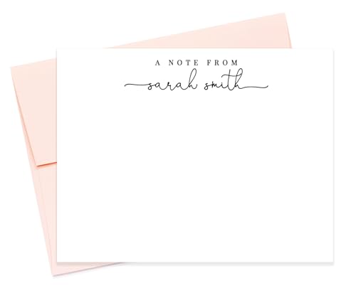 Personalized Stationary Note for Women Men, A Note From Script Custom Stationery Set, Handmade Flat Note Cards and Envelopes