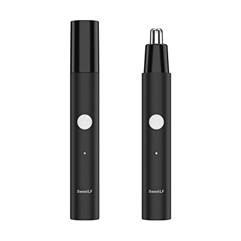 Sweetlf Rechargeable Nose Ear Trimmer Portable Electric Eyebrow Facial Hair Trimmer Cordless Trimmer for Men Women Hair Removal With Powerful Motor Dual Edge Blades Washable Head Black Cover