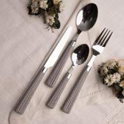 bavaria Set Posate 24 Pezzi Acciaio Inox Manico Lavorato Elegante (Grigio)