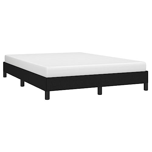 vidaXL Estructura de Cama Matrimonial Somier Tapizado Dormitorio Habitación Muebles Mobiliario Cuarto Descanso de Tela Negro 140x190 cm