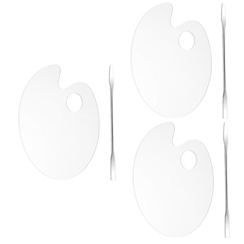 ARTIBETTER 3 Sets Sturdy Acrylic Makeup Palette Foundation Mixing Tray Makeup Supplies Blender Spatula Beauty Palette