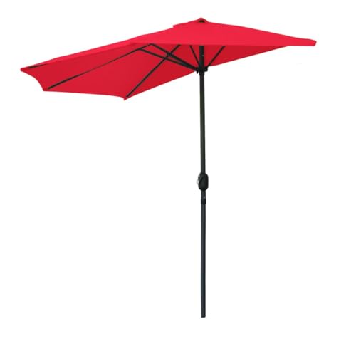 Meublorama Demi-Parasol Mural Rouge – 270x135x230cm – Aluminium – Toile Polyester 180g/m² – Manivelle