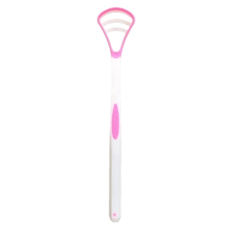1PCS Silicone Tongue Scraper With Handle Double-sided Cleaning Tool(Pink)