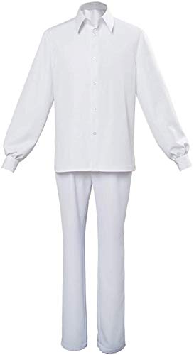 Anime Norman Ray Promised Neverland Cosplay Costume Halloween White Shirt Pants Outfits for Men (Small, Adult)