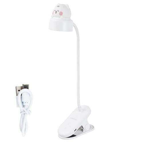 Litinliv Lampe de Lecture à Pince Rechargeable USB, 3 Niveaux de Luminosité Chevet Lampe de Bureau à LED 500mAh, Flexible À 360°Lampe Clips, Lampe de Lecture à Pince pour Lire et Travailler (Chat)