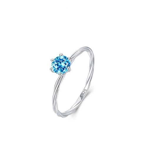Alliance de mariage solitaire bleu en argent 925 à porter fièrement au quotidien ou en soirée