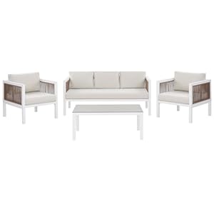 Beliani Gartenlounge Borello 5-Sitzer Weiß & Beige