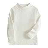 JWWN Kids Mock Turtleneck Thermal Underwear Fleece Shirts Little Boys Girls Long Sleeve Lightweight Base Layer Tops (White,6Y)