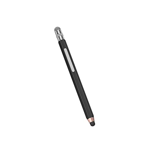 オウルテック えんぴつ型タッチペン 静電式 2WAY 導電繊維/シリコン iPhone/iPad/スマホ/タブレット/android 六角形デザイン 名前記入スペース ショートサイズ ブラック OWL-TPSE09-BK