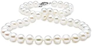 White Freshwater AA Quality Cultured Pearl Necklace with a 14k White Gold Clasp (8-9mm) 18"