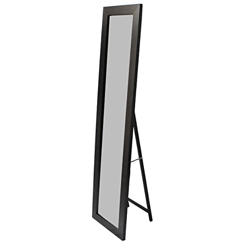 Lowander Espejo de pie con marco de madera negro, 160 x 40 cm, espejo de cuerpo entero - Espejo de pared / espejo de armario para salón o vestidor Cover