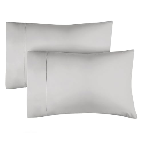 Fundas de Almohada 40x80 100% Algodón - Algodón Extra Suave 400 Hilos - Juego de 2 Fundas - Cubierta de Almohada Suave - Certificación Oeko-Tex - Refrigerantes y Transpirables - Gris Claro 2 Pack
