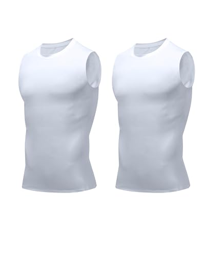 Image of Compression Shirt Men Slimming Body Shaper Vest Crewneck Workout Tank Top | Tummy Control Undershirts, Gynecomastia Compression Shirts, Back Support, Sleeveless Muscle Shirts, Shaping Tank Top