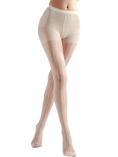 Image of Sahabowi Women Tights, Sheer High Waist Pantyhose, Vintage Control Top Stockings, Siwa7
