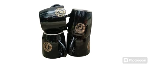 Image of Ceramic Leaf Tray Cup Set | 4 Black Cup Set