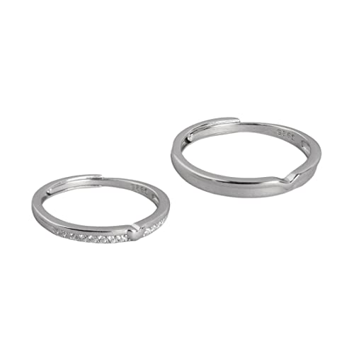 ZAVYA 925 Sterling Silver Cubic Zirconia Designer Couple Rings | Rhodium Plated, Adjustable Ring | Gift for Husband & Wife, Couples | With Certificate of Authenticity and 925 Hallmark (B0BT7PFCMS) Amazon Price History, Amazon Price Tracker