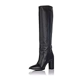  Popa - Botas con Tacón para Mujer - Sabela Piel - Talla 39 - Hechas en España - Color Negro - Elaboradas en Piel - Caña Alta con Textura Lisa - Tacón de 9 cm