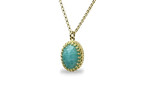 Collier en Amazonite et or : bijou vintage délicat fait main pour femme