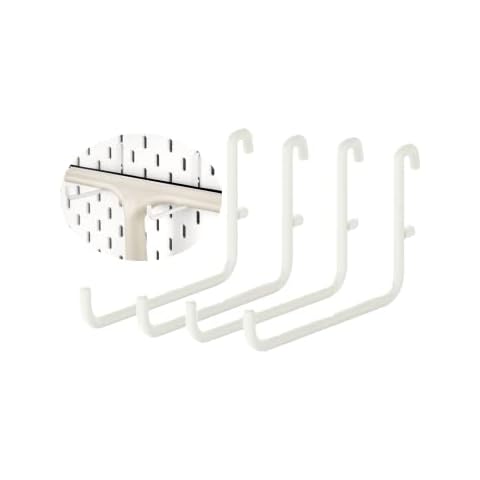 DODXIAOBEUL 4 Pack L Style Pegboard Hooks,Pegboard Accessories,Pegboard Long Hooks 3.75" Hang Headphones or Brushes,Hammer or Broom, L Shape Peg Hooks Storage Hooks (White) Cover