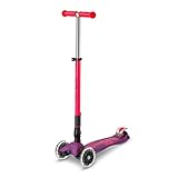MICRO™ Maxi Deluxe Foldable neon LED | Höhenverstellbar & klappbar | Das ORIGINAL | Kinderroller ab 5 Jahre | LED Rollen | Faltbarer Roller für Jungs & Mädchen 5-10 Jahre (Ultra pink)