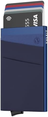 VULKIT Card Holder with Money Pocket Pop Up Wallet RFID Blocking Slim Metal Bank Card Case Holds